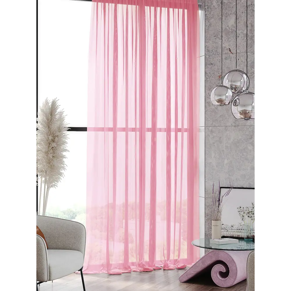 Фото 2 Тюль на шторной ленте At Home Кейта 300x240 см цвет розовый