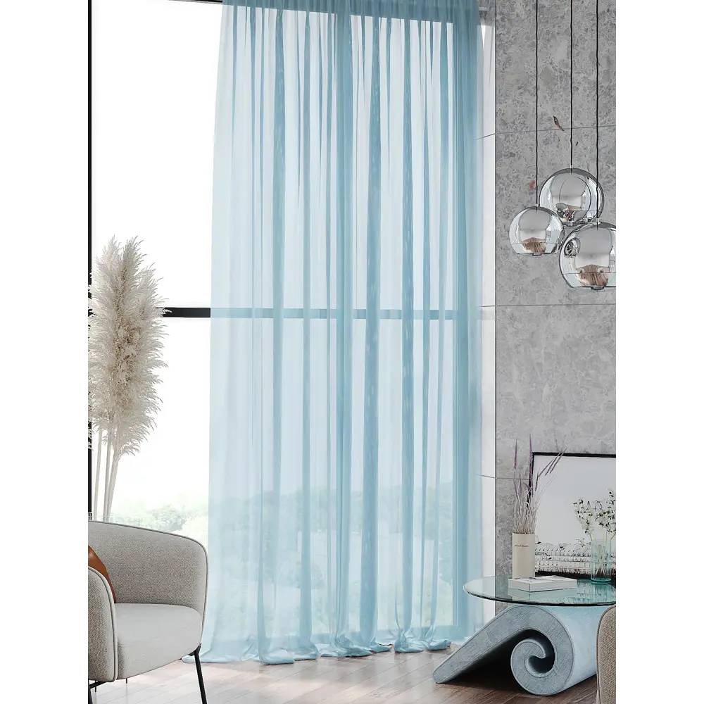 Фото 2 Тюль на шторной ленте At Home Кейта 300x240 см цвет голубой