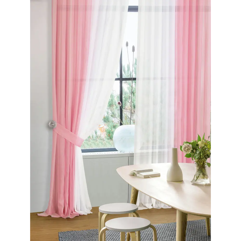 Фото 2 Тюль на шторной ленте At Home Шатун 300x270 см цвет розовый Фото 2 Тюль на шторной ленте At Home Шатун 300x270 см цвет розовый