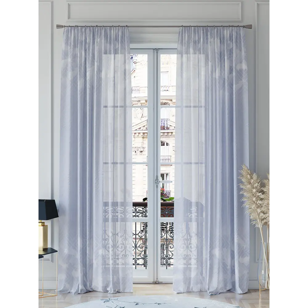 Фото 2 Тюль на шторной ленте At Home Диолингс 150x260 см цвет синий, голубой Фото 2 Тюль на шторной ленте At Home Диолингс 150x260 см цвет синий, голубой