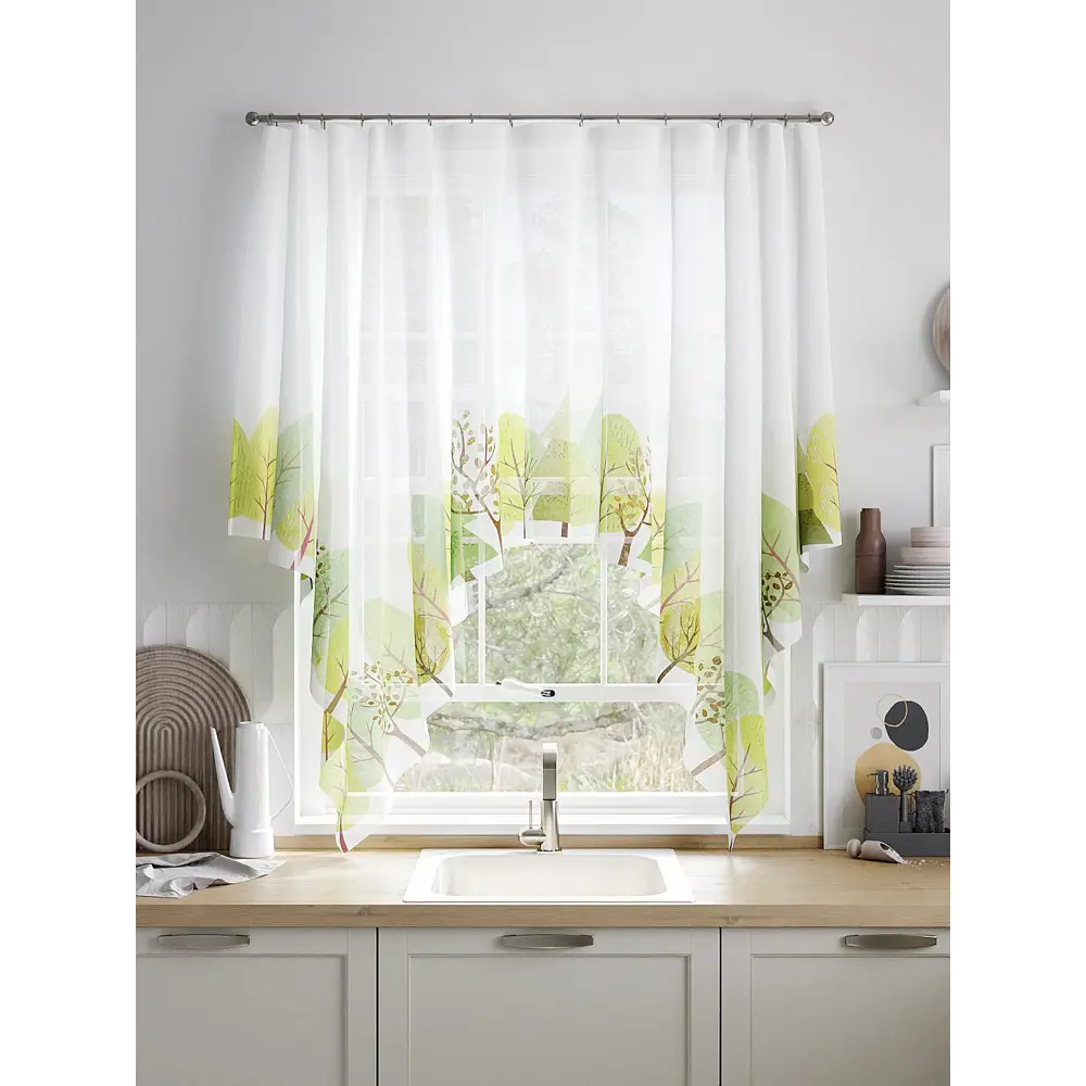 Фото 3 Тюль на шторной ленте At Home Элминрис 200x145 см цвет белый Фото 3 Тюль на шторной ленте At Home Элминрис 200x145 см цвет белый