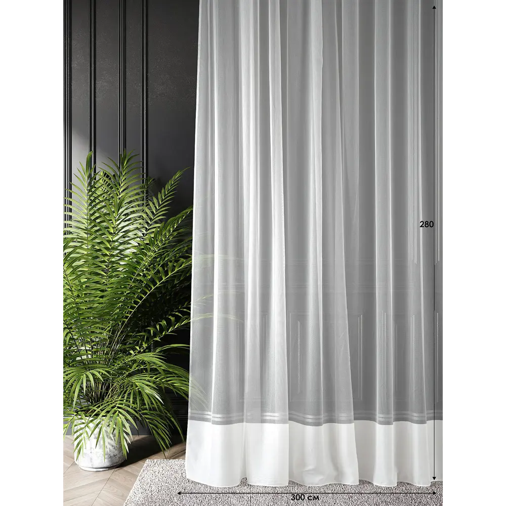 Фото Тюль на шторной ленте AT Home Долаи-175 300x280 см цвет белый серый