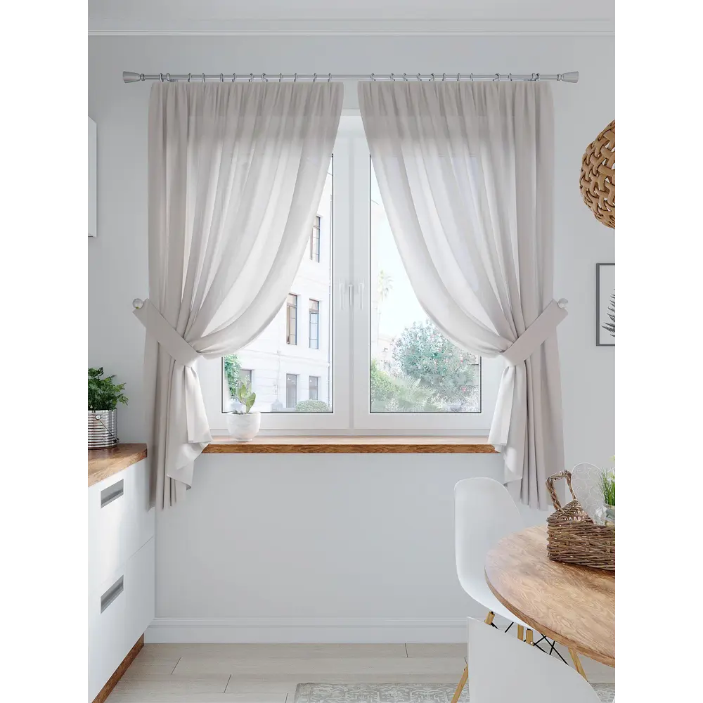 Фото 2 Тюль на шторной ленте At Home Лирика 200x145 см цвет серый Фото 2 Тюль на шторной ленте At Home Лирика 200x145 см цвет серый