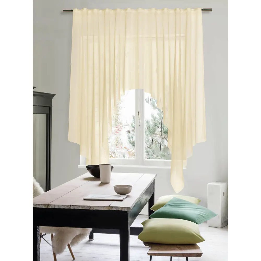 Фото 2 Тюль на шторной ленте At Home Стим 200x200 см цвет экрю Фото 2 Тюль на шторной ленте At Home Стим 200x200 см цвет экрю