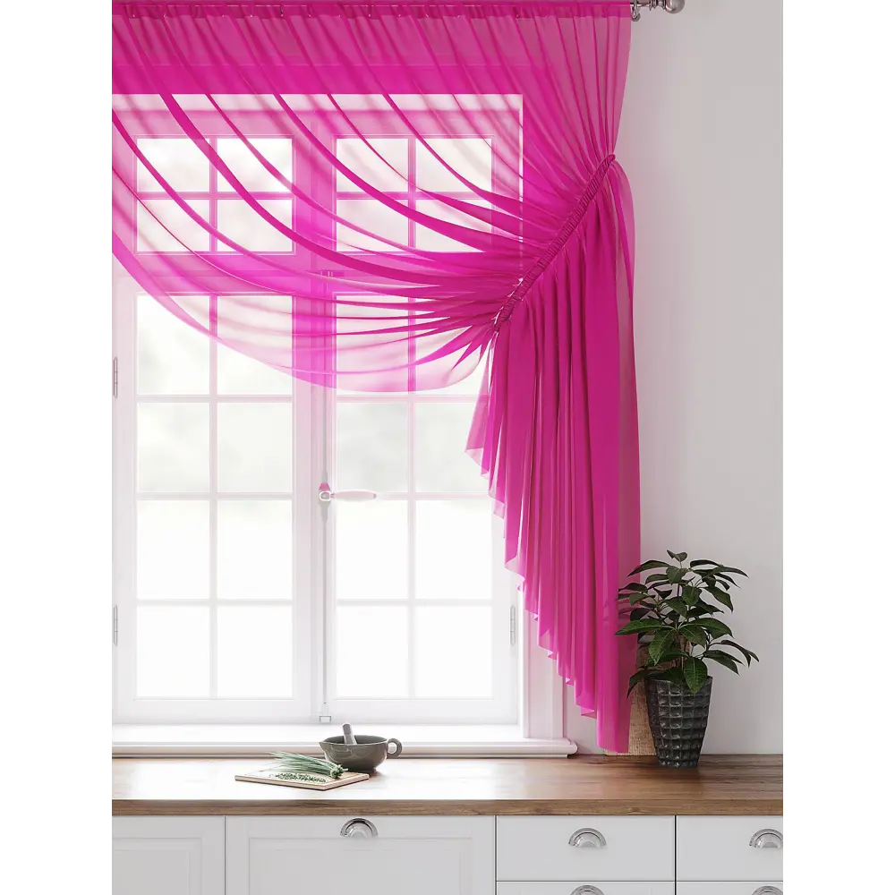 Фото 4 Тюль на шторной ленте At Home Шерин 300x180 см цвет фуксия