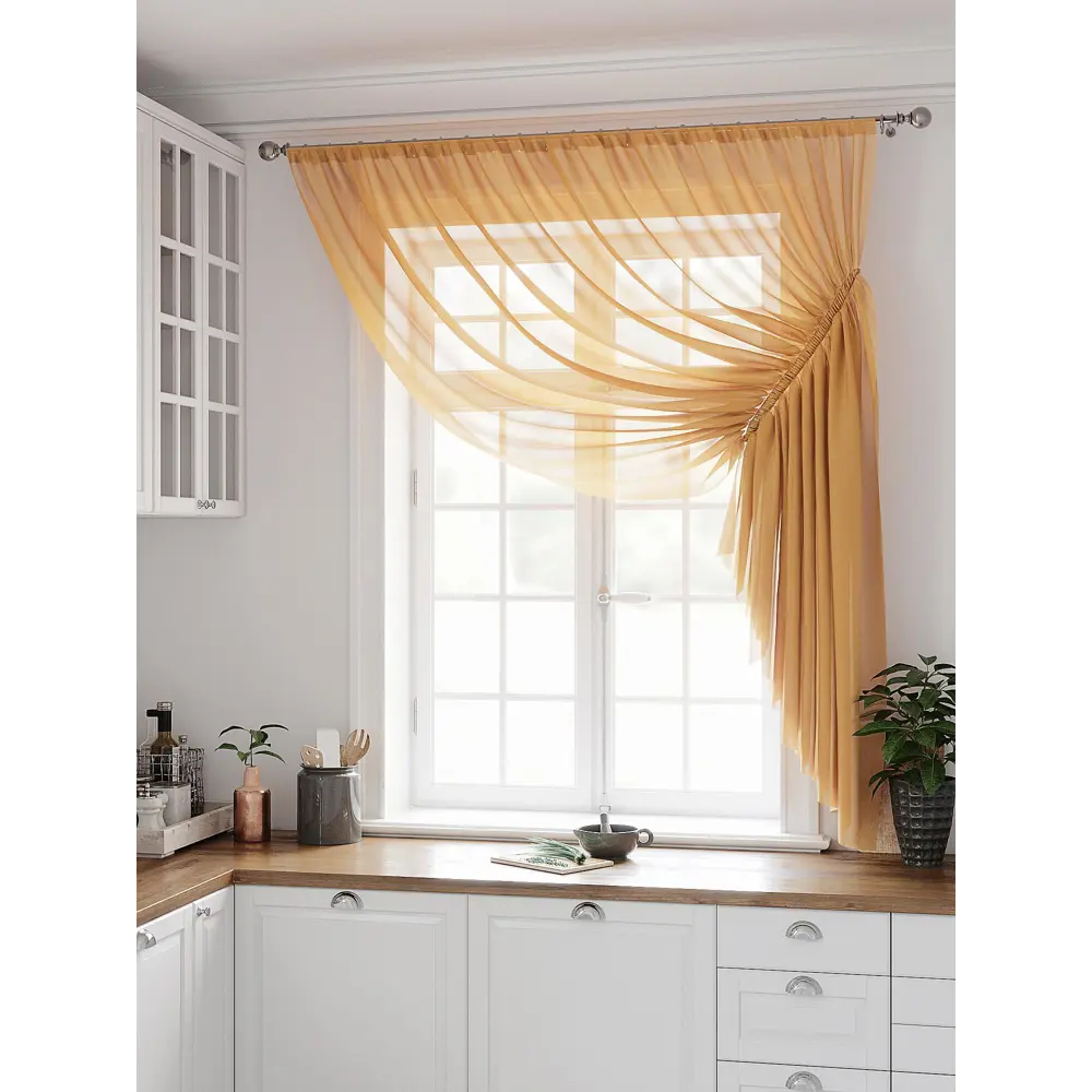 Фото 2 Тюль на шторной ленте At Home Шерин 300x180 см цвет золотой Фото 2 Тюль на шторной ленте At Home Шерин 300x180 см цвет золотой