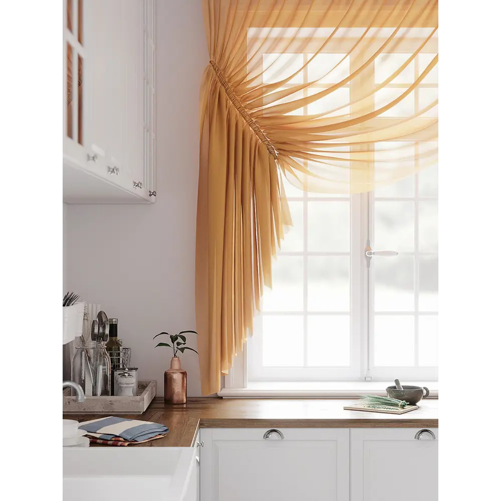 Фото 4 Тюль на шторной ленте At Home Тициния 300x180 см цвет золотой Фото 4 Тюль на шторной ленте At Home Тициния 300x180 см цвет золотой