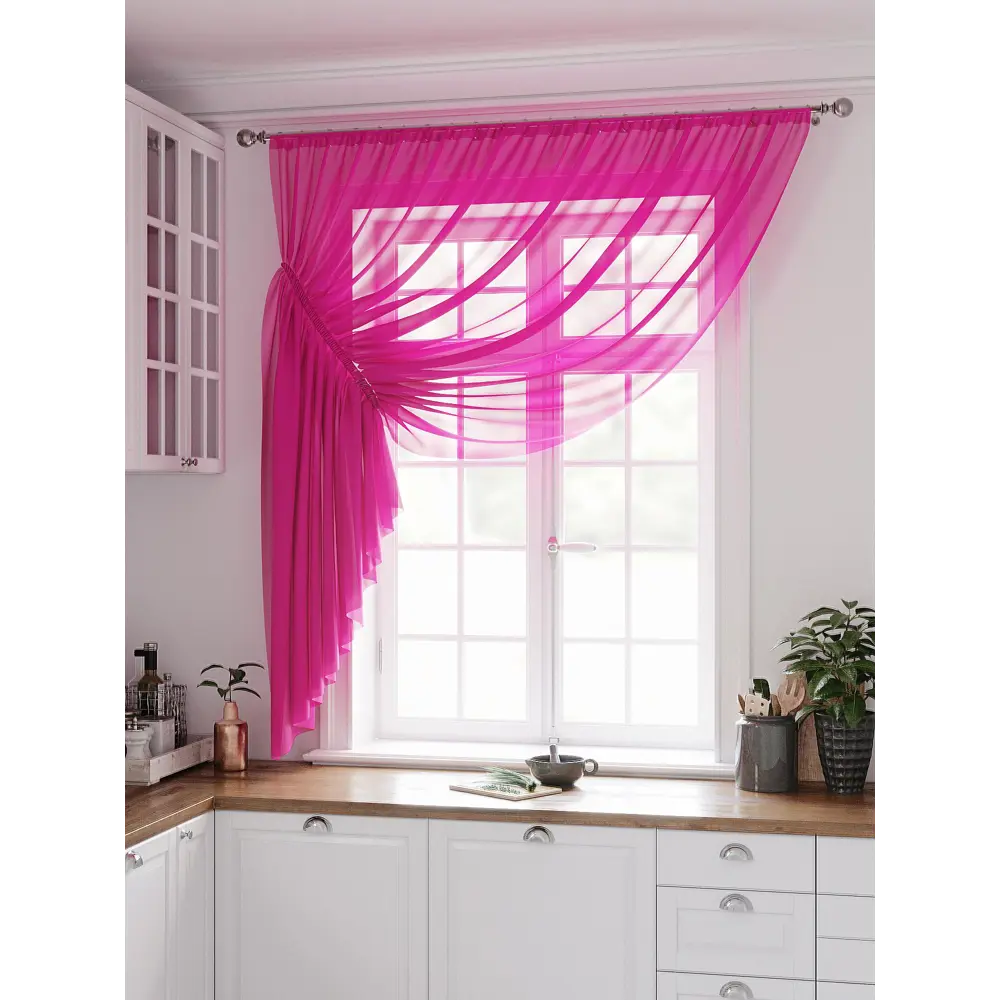Фото 2 Тюль на шторной ленте At Home Тициния 300x180 см цвет фуксия Фото 2 Тюль на шторной ленте At Home Тициния 300x180 см цвет фуксия