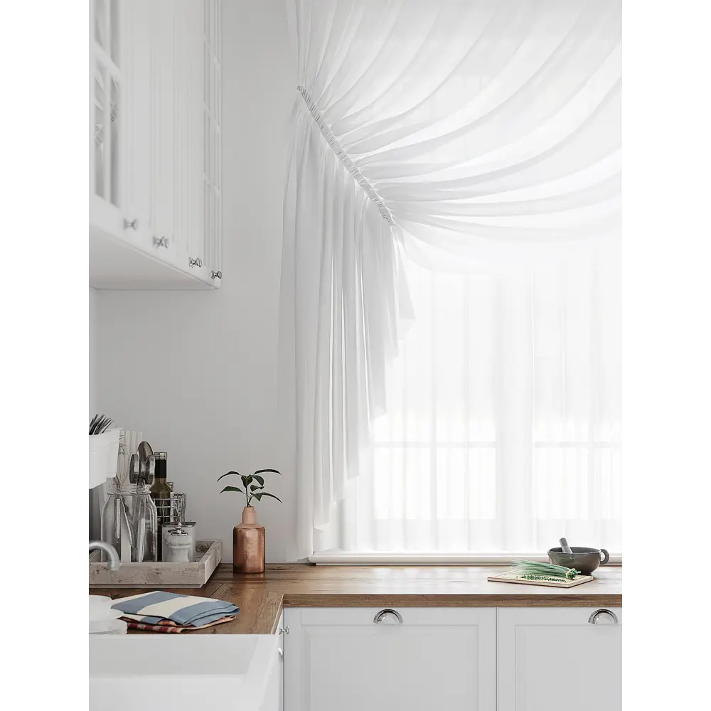 Фото 3 Тюль на шторной ленте At Home Лолиф 300x180 см цвет белый Фото 3 Тюль на шторной ленте At Home Лолиф 300x180 см цвет белый
