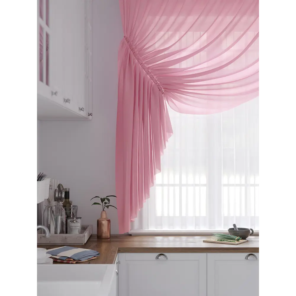 Фото 3 Тюль на шторной ленте At Home Лолиф 300x180 см цвет розовый Фото 3 Тюль на шторной ленте At Home Лолиф 300x180 см цвет розовый