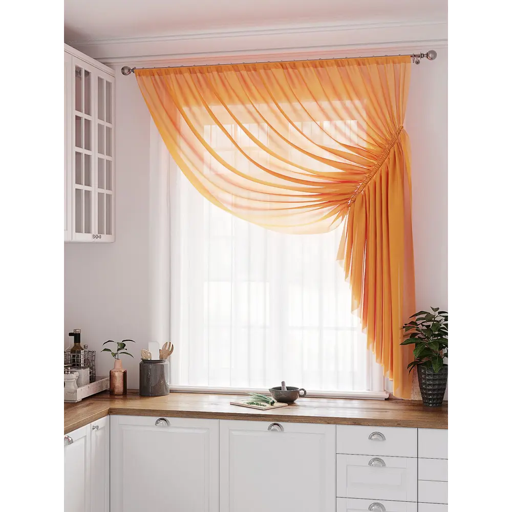 Фото 2 Тюль на шторной ленте At Home Фуртадо 300x180 см цвет оранжевый Фото 2 Тюль на шторной ленте At Home Фуртадо 300x180 см цвет оранжевый