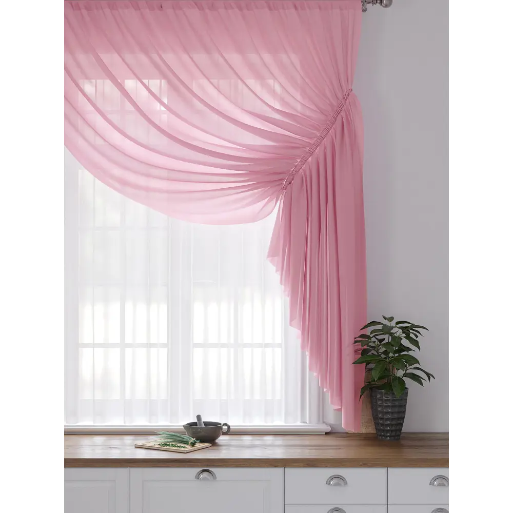 Фото 3 Тюль на шторной ленте At Home Фуртадо 300x180 см цвет розовый Фото 3 Тюль на шторной ленте At Home Фуртадо 300x180 см цвет розовый