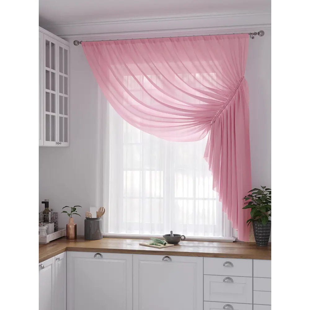 Фото 2 Тюль на шторной ленте At Home Фуртадо 300x180 см цвет розовый Фото 2 Тюль на шторной ленте At Home Фуртадо 300x180 см цвет розовый