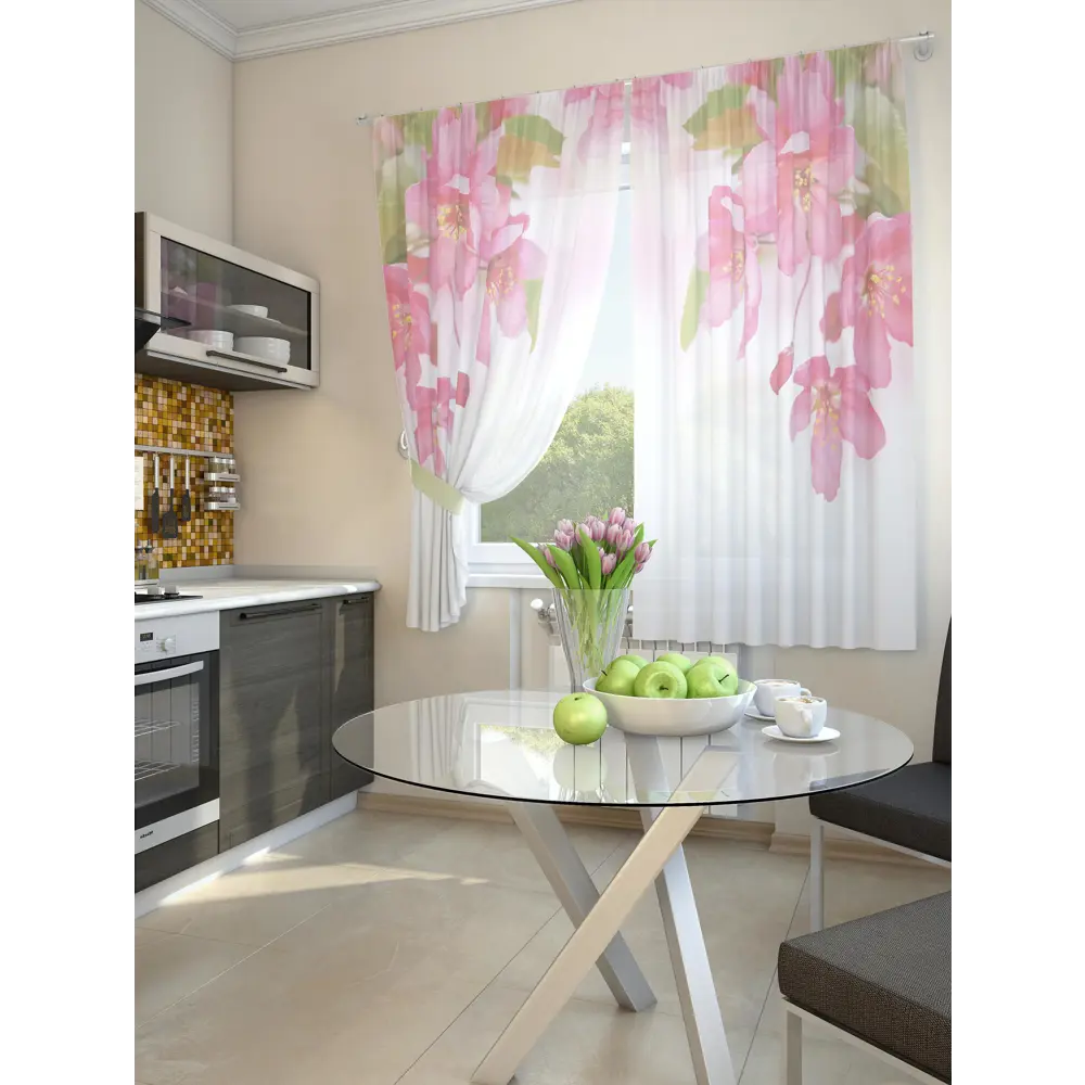 Фото 2 Тюль для кухни на шторной ленте At Home Зола 150x180 см цвет белый Фото 2 Тюль для кухни на шторной ленте At Home Зола 150x180 см цвет белый