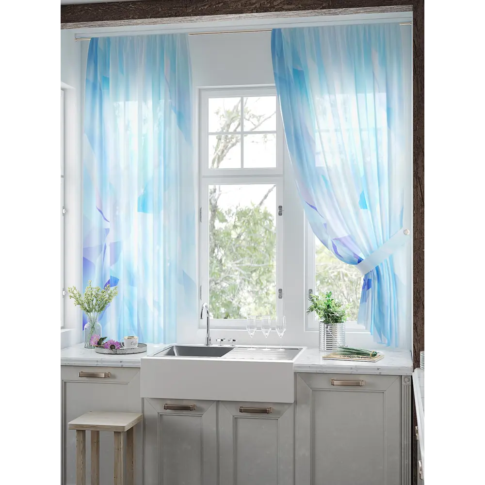 Фото 3 Тюль для кухни на шторной ленте At Home Мирантрис 150x180 см цвет белый Фото 3 Тюль для кухни на шторной ленте At Home Мирантрис 150x180 см цвет белый