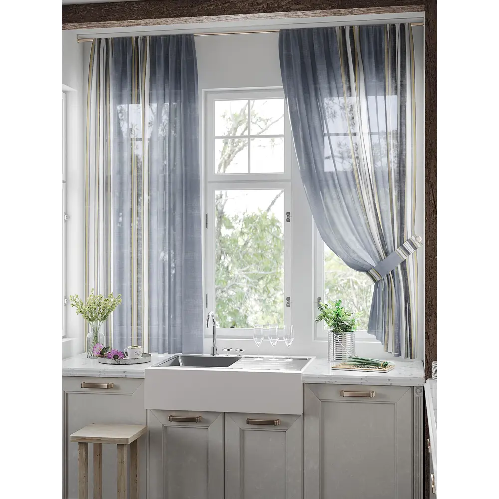 Фото 3 Тюль для кухни на шторной ленте At Home Хенсорти 150x180 см цвет белый Фото 3 Тюль для кухни на шторной ленте At Home Хенсорти 150x180 см цвет белый