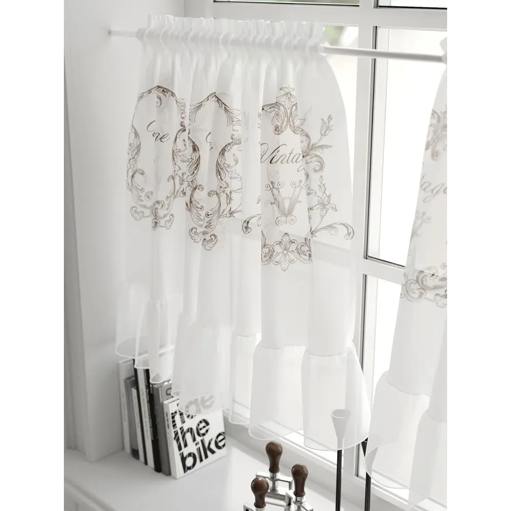 Фото 3 Тюль на кулиске AT Home Кронтролс 100x60 см цвет белый, коричневый Фото 3 Тюль на кулиске AT Home Кронтролс 100x60 см цвет белый, коричневый