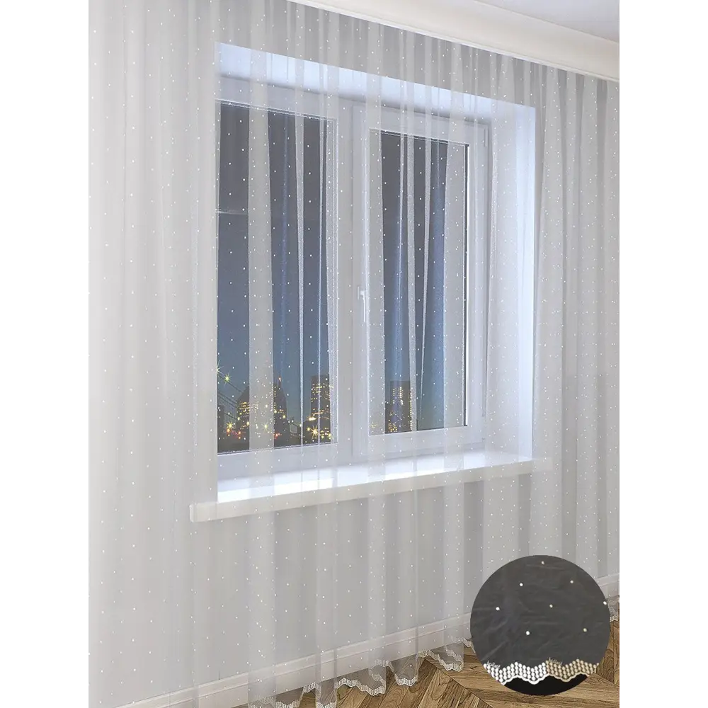 Фото Тюль на шторной ленте Inva Адель 300x270 см цвет белый, золотистый Фото Тюль на шторной ленте Inva Адель 300x270 см цвет белый, золотистый