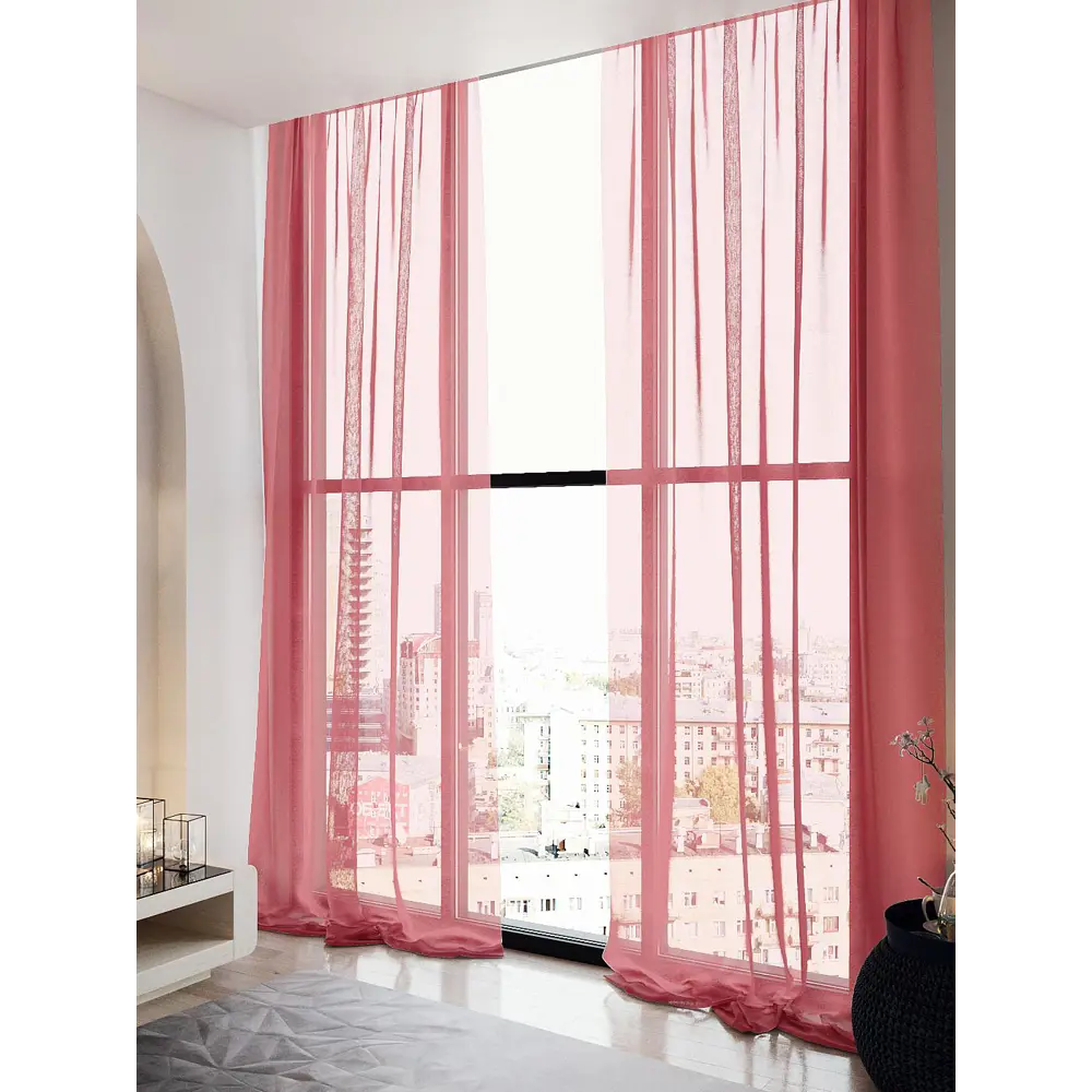 Фото 2 Тюль на шторной ленте At Home Элентис 150x260 см цвет брусника Фото 2 Тюль на шторной ленте At Home Элентис 150x260 см цвет брусника