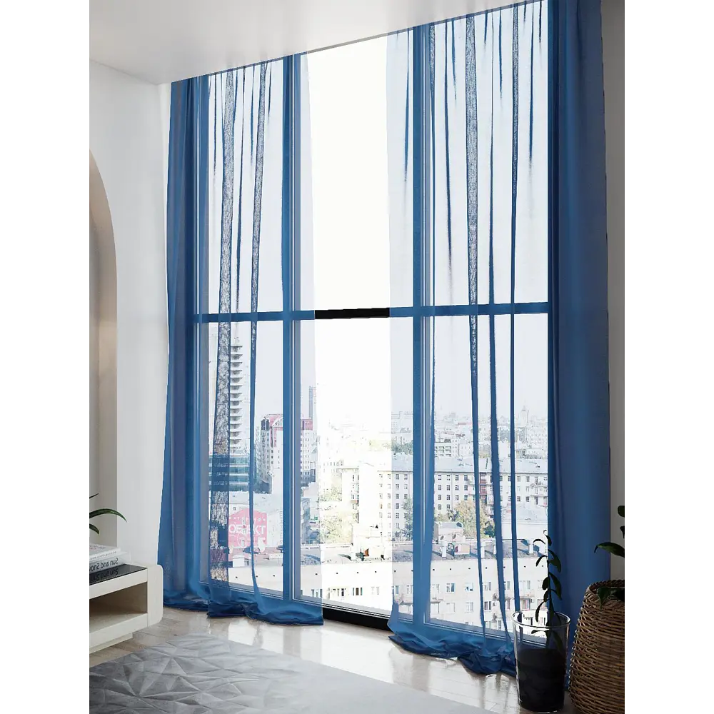 Фото 2 Тюль на шторной ленте At Home Гюстин 150x270 см цвет синий Фото 2 Тюль на шторной ленте At Home Гюстин 150x270 см цвет синий