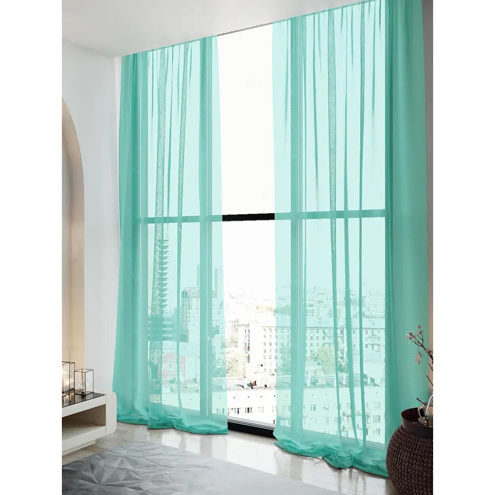 Фото 2 Тюль на шторной ленте At Home Элентис 150x260 см цвет тиффани Фото 2 Тюль на шторной ленте At Home Элентис 150x260 см цвет тиффани