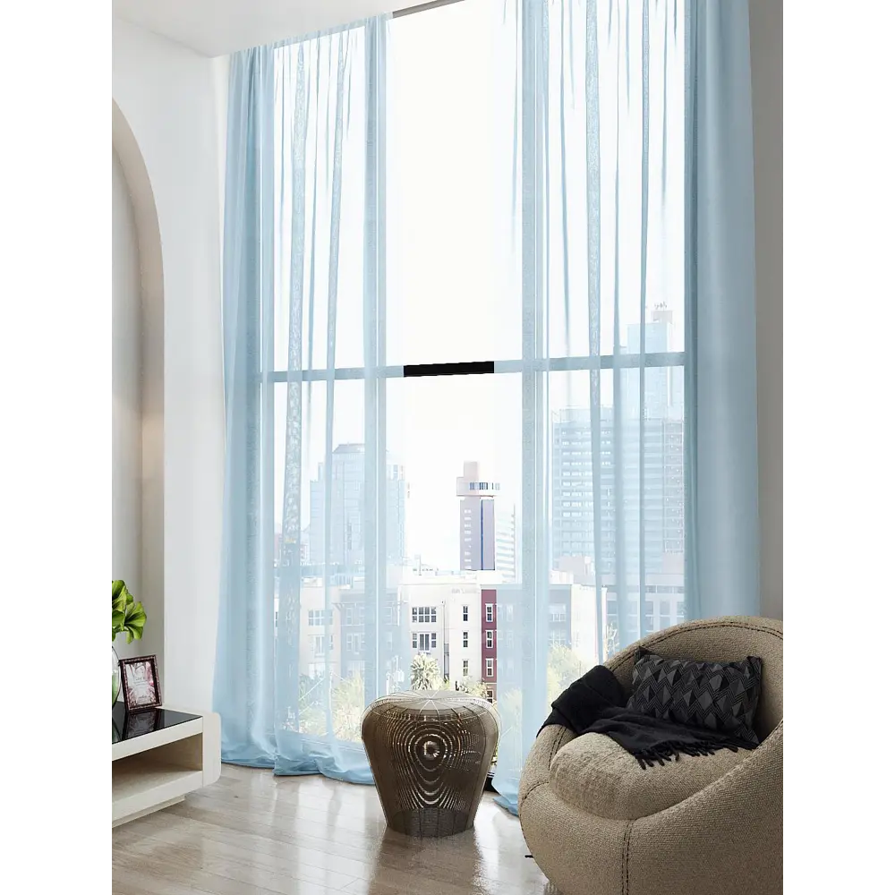 Фото 2 Тюль на шторной ленте At Home Тавия 150x300 см цвет голубой