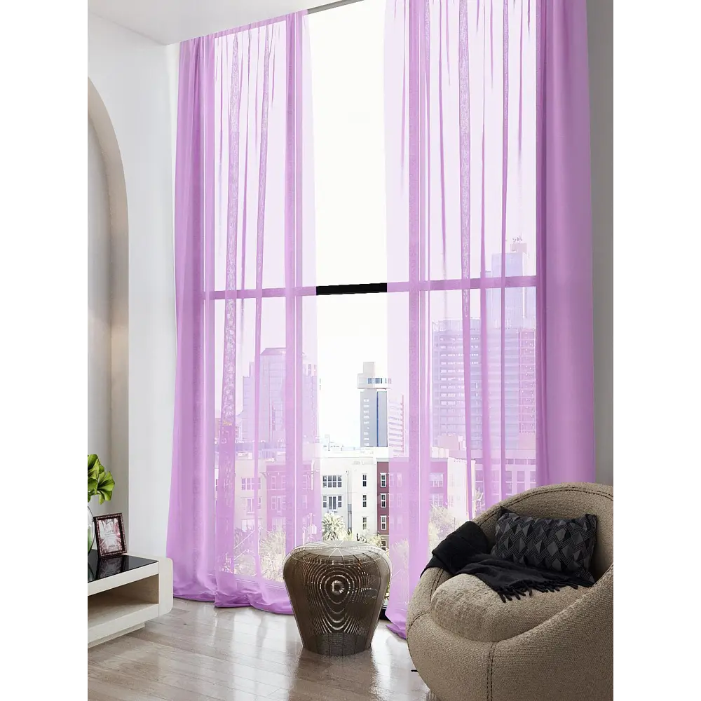 Фото 2 Тюль на шторной ленте At Home Тавия 150x300 см цвет сиреневый Фото 2 Тюль на шторной ленте At Home Тавия 150x300 см цвет сиреневый