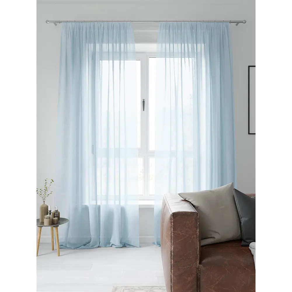 Фото 2 Тюль на шторной ленте At Home Трюид 200x260 см цвет голубой Фото 2 Тюль на шторной ленте At Home Трюид 200x260 см цвет голубой