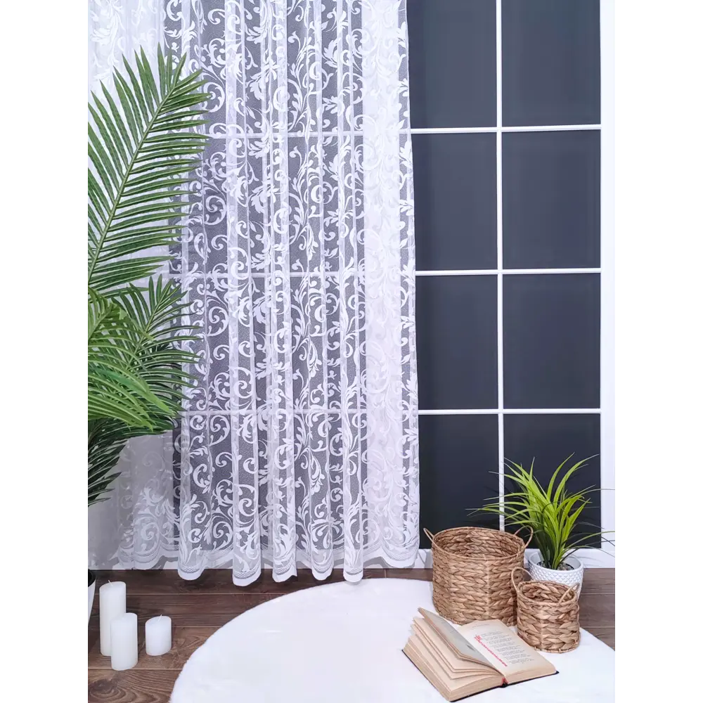 Фото 4 Тюль на шторной ленте I-Linen Жаккард с узором 500x250 см цвет белый Фото 4 Тюль на шторной ленте I-Linen Жаккард с узором 500x250 см цвет белый