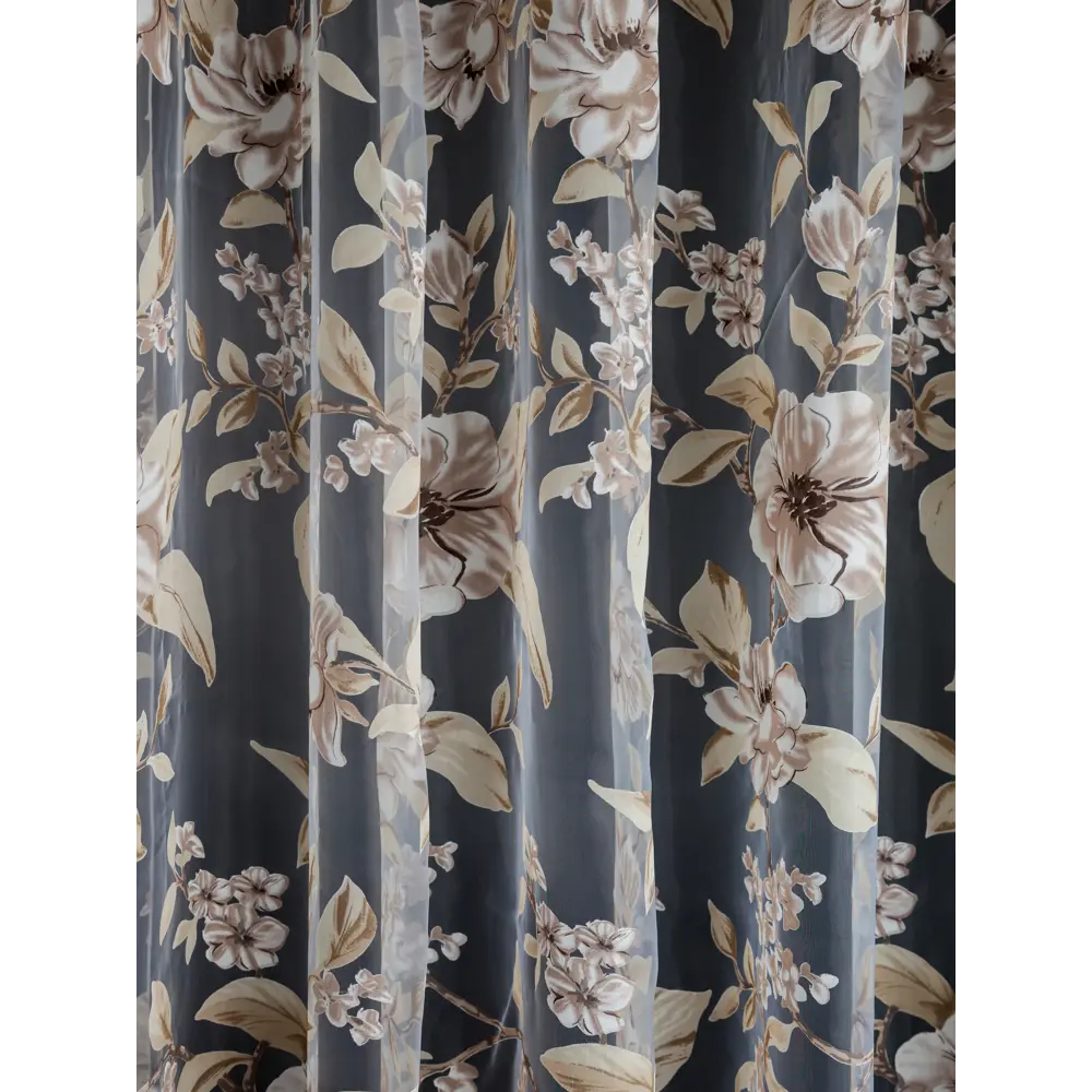 Фото 3 Тюль на шторной ленте I-Linen Органза Цветы 400x260 см цвет бежевый Фото 3 Тюль на шторной ленте I-Linen Органза Цветы 400x260 см цвет бежевый