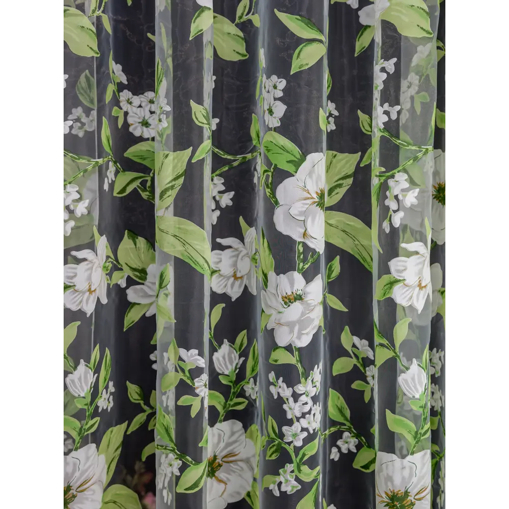 Фото 3 Тюль на шторной ленте I-Linen Органза Цветы 400x260 см цвет зеленый Фото 3 Тюль на шторной ленте I-Linen Органза Цветы 400x260 см цвет зеленый