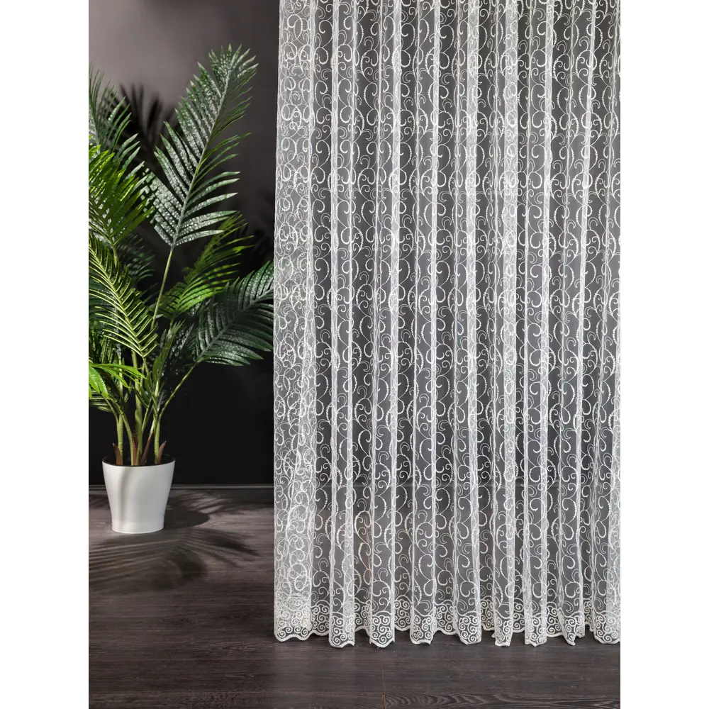 Фото 6 Тюль на шторной ленте I-Linen Ришелье 300x250 см цвет белый Фото 6 Тюль на шторной ленте I-Linen Ришелье 300x250 см цвет белый