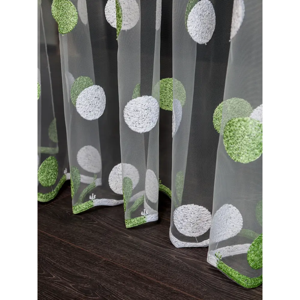 Фото 4 Тюль на шторной ленте I-Linen Шарики 300x250 см цвет зеленый Фото 4 Тюль на шторной ленте I-Linen Шарики 300x250 см цвет зеленый