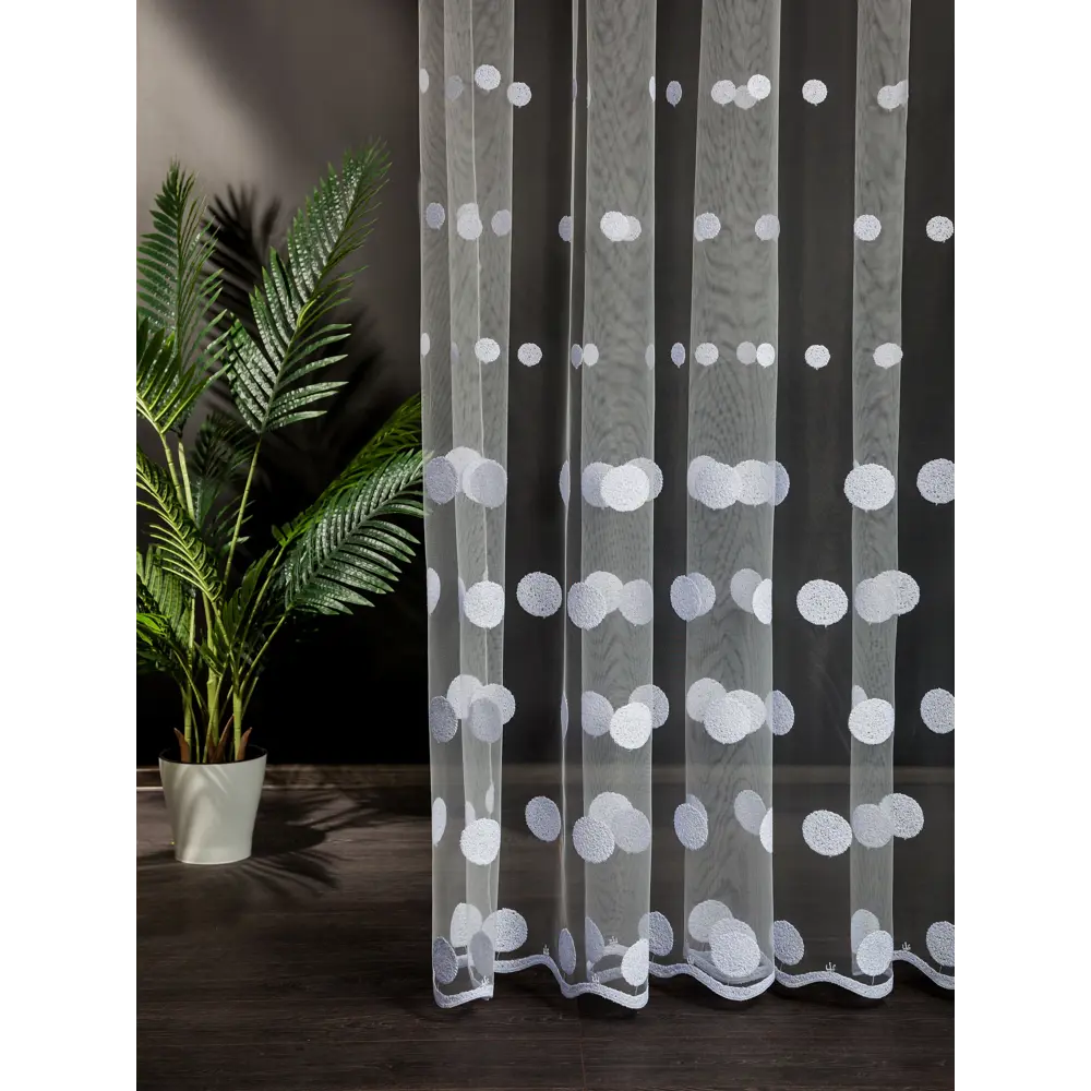 Фото 2 Тюль на шторной ленте I-Linen Шарики 500x250 см цвет белый Фото 2 Тюль на шторной ленте I-Linen Шарики 500x250 см цвет белый