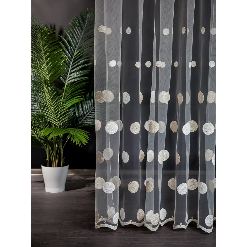 Фото 2 Тюль на шторной ленте I-Linen Шарики 500x250 см цвет желтый Фото 2 Тюль на шторной ленте I-Linen Шарики 500x250 см цвет желтый