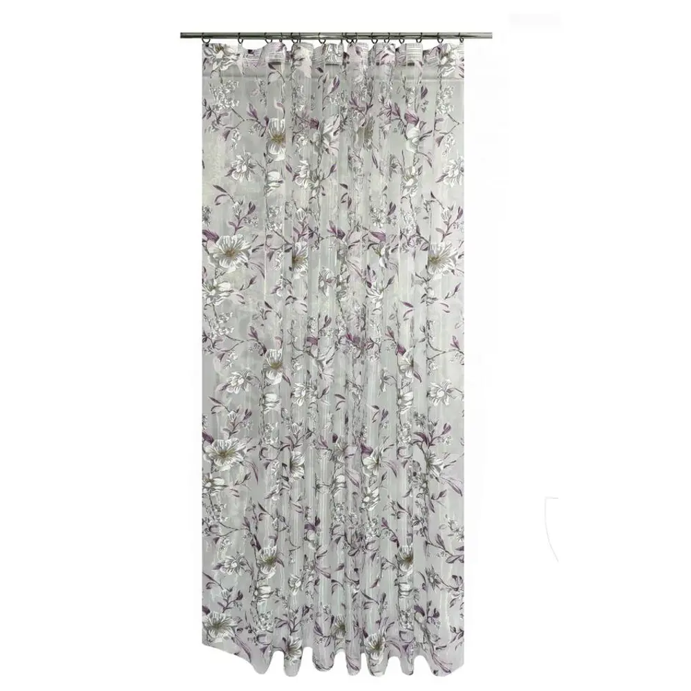Фото Тюль на шторной ленте I-Linen Органза Цветы 300x260 см цвет сиреневый Фото Тюль на шторной ленте I-Linen Органза Цветы 300x260 см цвет сиреневый