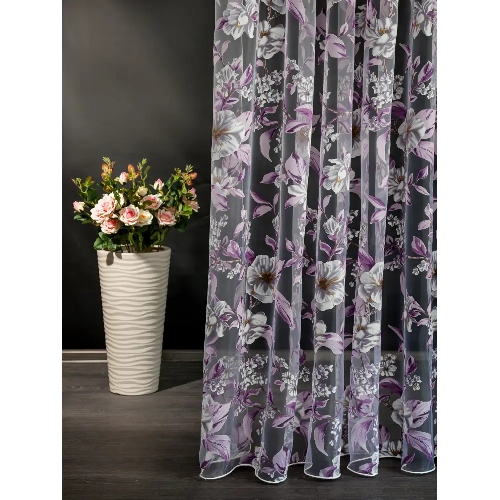 Фото 3 Тюль на шторной ленте I-Linen Органза Цветы 400x260 см цвет сиреневый Фото 3 Тюль на шторной ленте I-Linen Органза Цветы 400x260 см цвет сиреневый