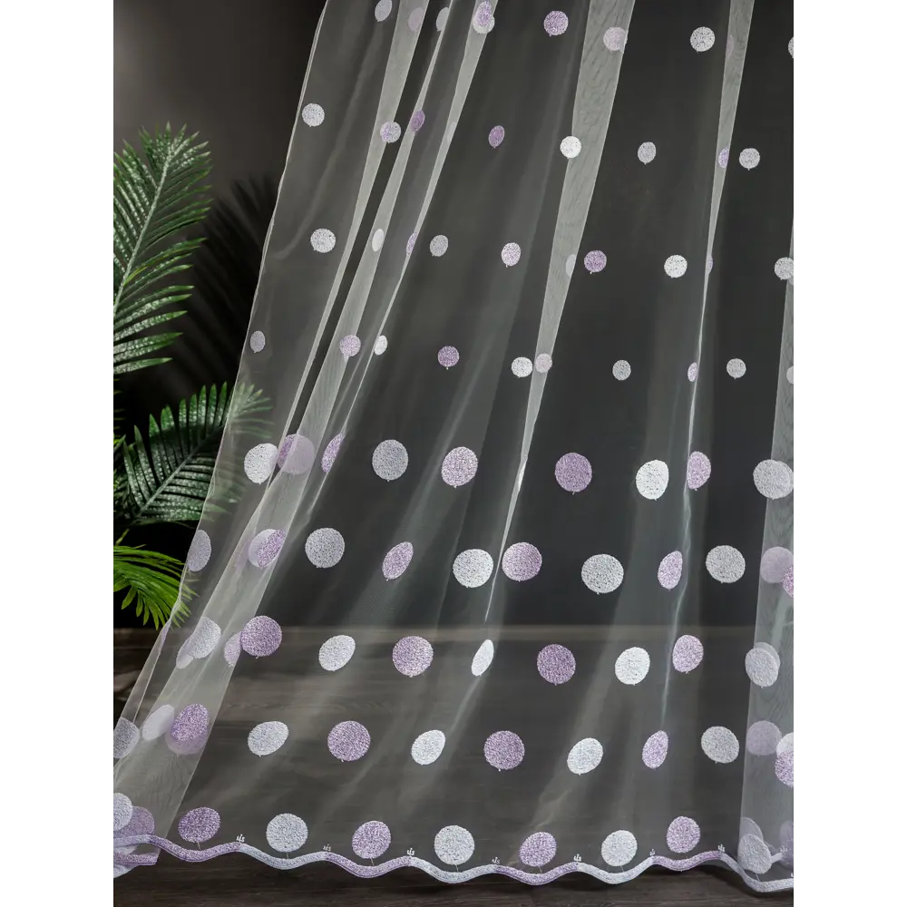 Фото 5 Тюль на шторной ленте I-Linen Шарики 500x250 см цвет сиреневый Фото 5 Тюль на шторной ленте I-Linen Шарики 500x250 см цвет сиреневый