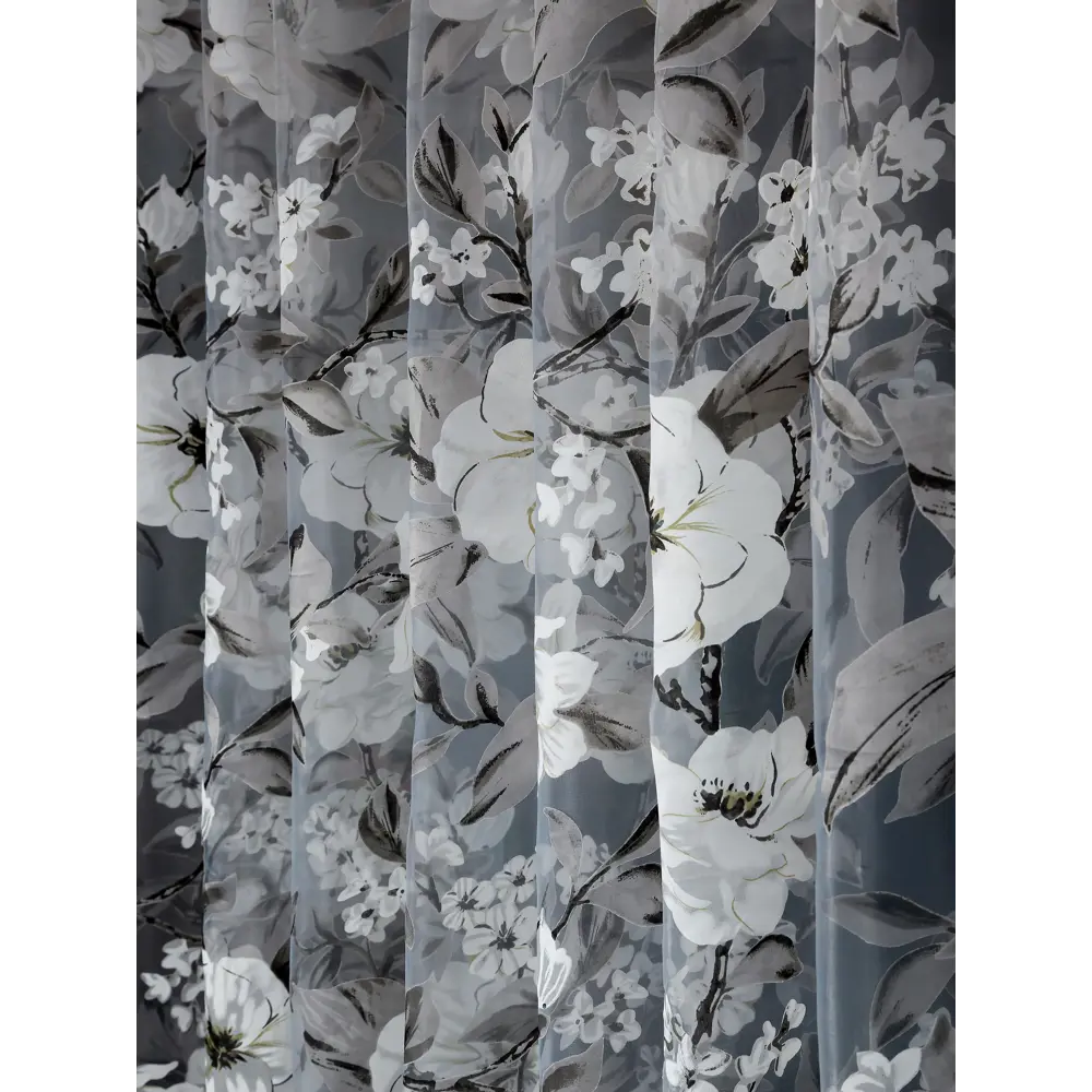 Фото 2 Тюль на шторной ленте I-Linen Органза Цветы 300x260 см цвет серый Фото 2 Тюль на шторной ленте I-Linen Органза Цветы 300x260 см цвет серый