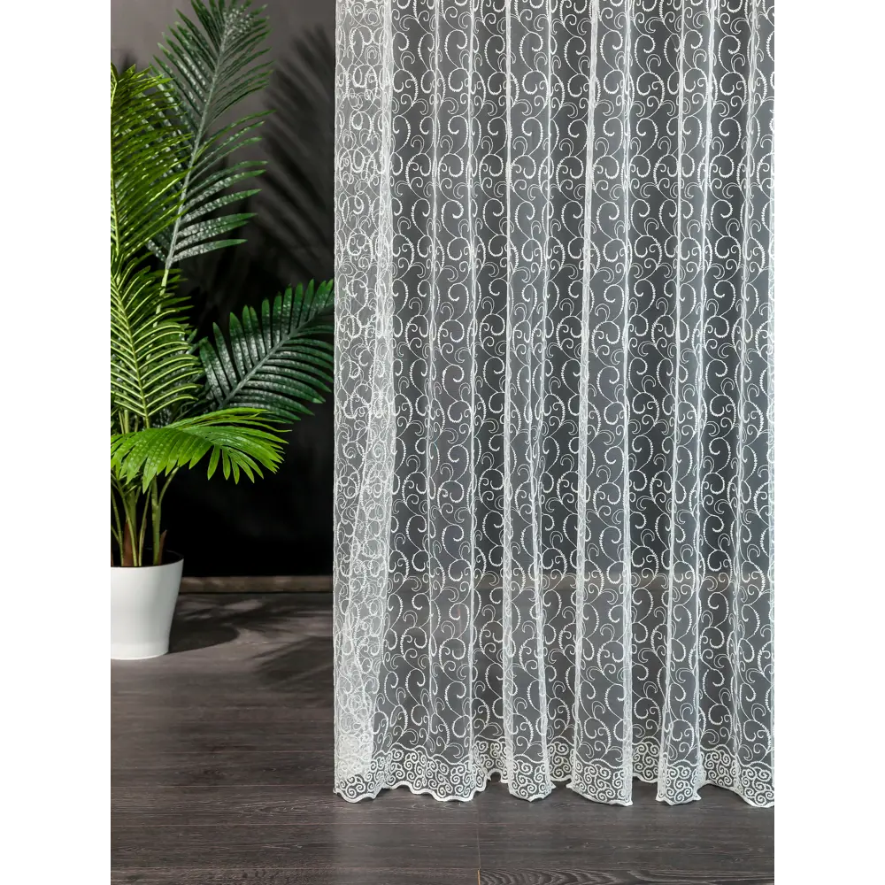 Фото 9 Тюль на шторной ленте I-Linen Ришелье 500x250 см цвет айвори