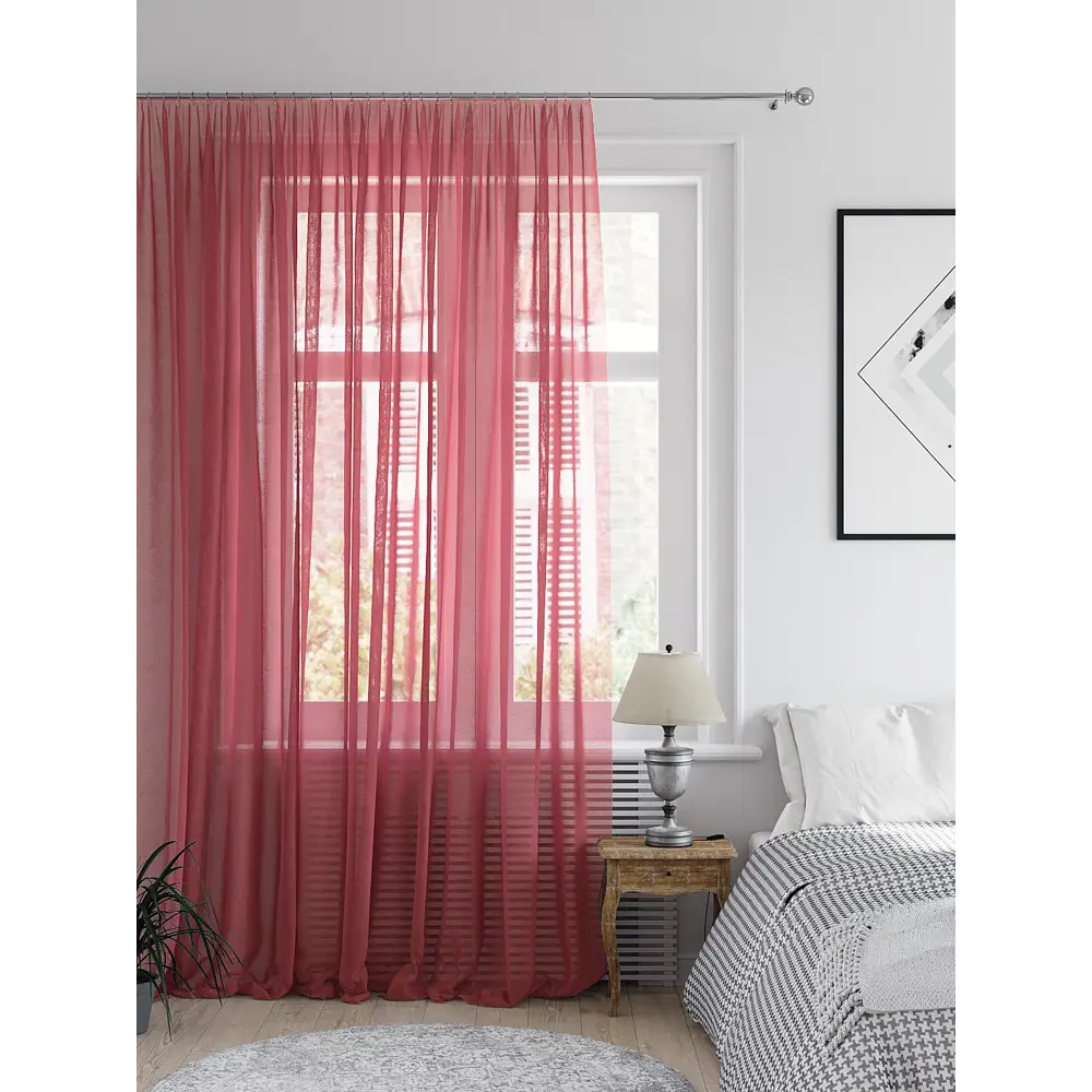 Фото 2 Тюль на шторной ленте At Home Леонайд 400x270 см цвет брусника Фото 2 Тюль на шторной ленте At Home Леонайд 400x270 см цвет брусника