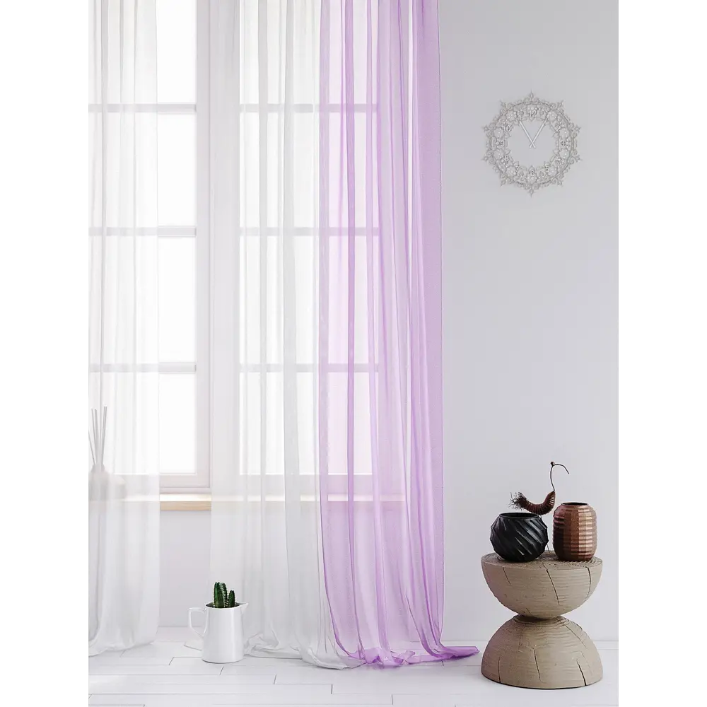 Фото 3 Тюль на шторной ленте At Home Хлои 200x270 см цвет сиреневый Фото 3 Тюль на шторной ленте At Home Хлои 200x270 см цвет сиреневый
