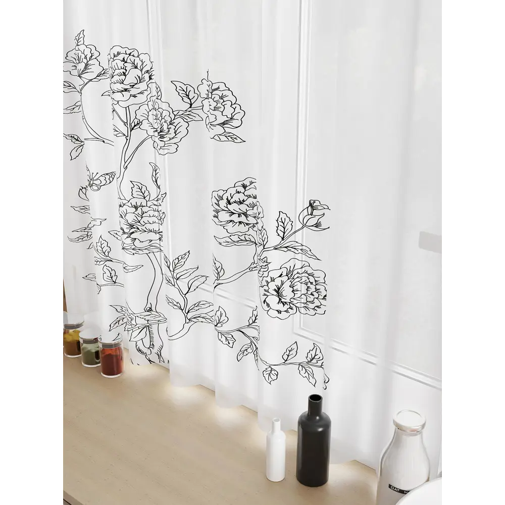 Фото 3 Тюль для кухни на шторной ленте At Home Лифартос 150x180 см цвет белый
