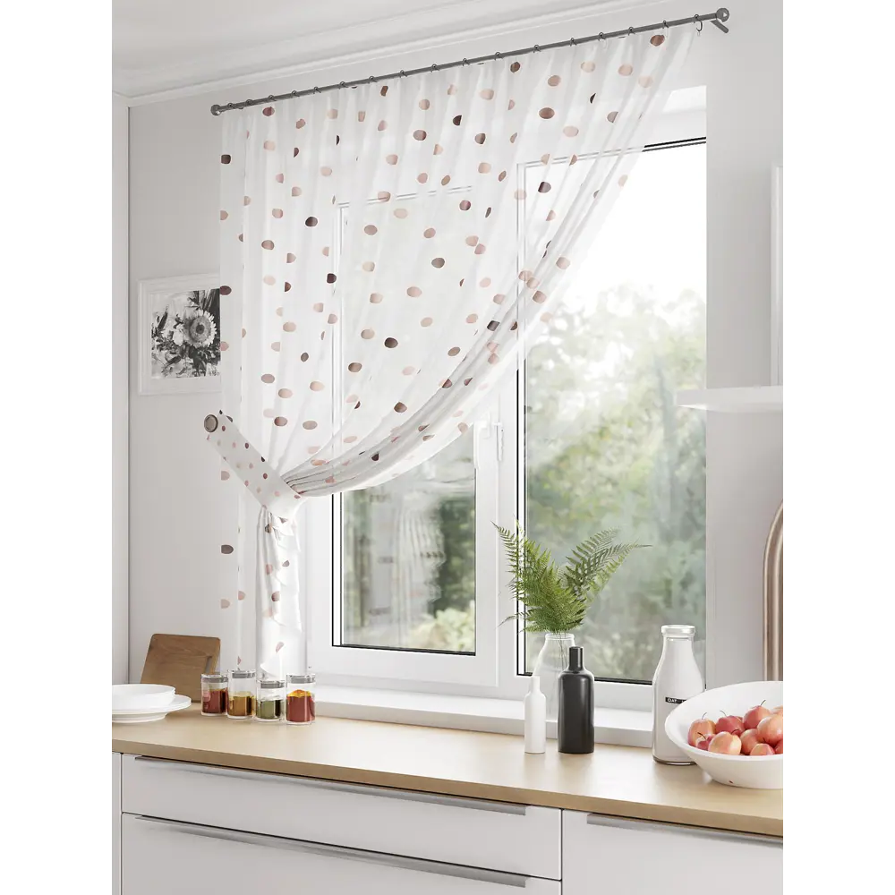 Фото 2 Тюль для кухни на шторной ленте At Home Фриамис 150x180 см цвет белый Фото 2 Тюль для кухни на шторной ленте At Home Фриамис 150x180 см цвет белый
