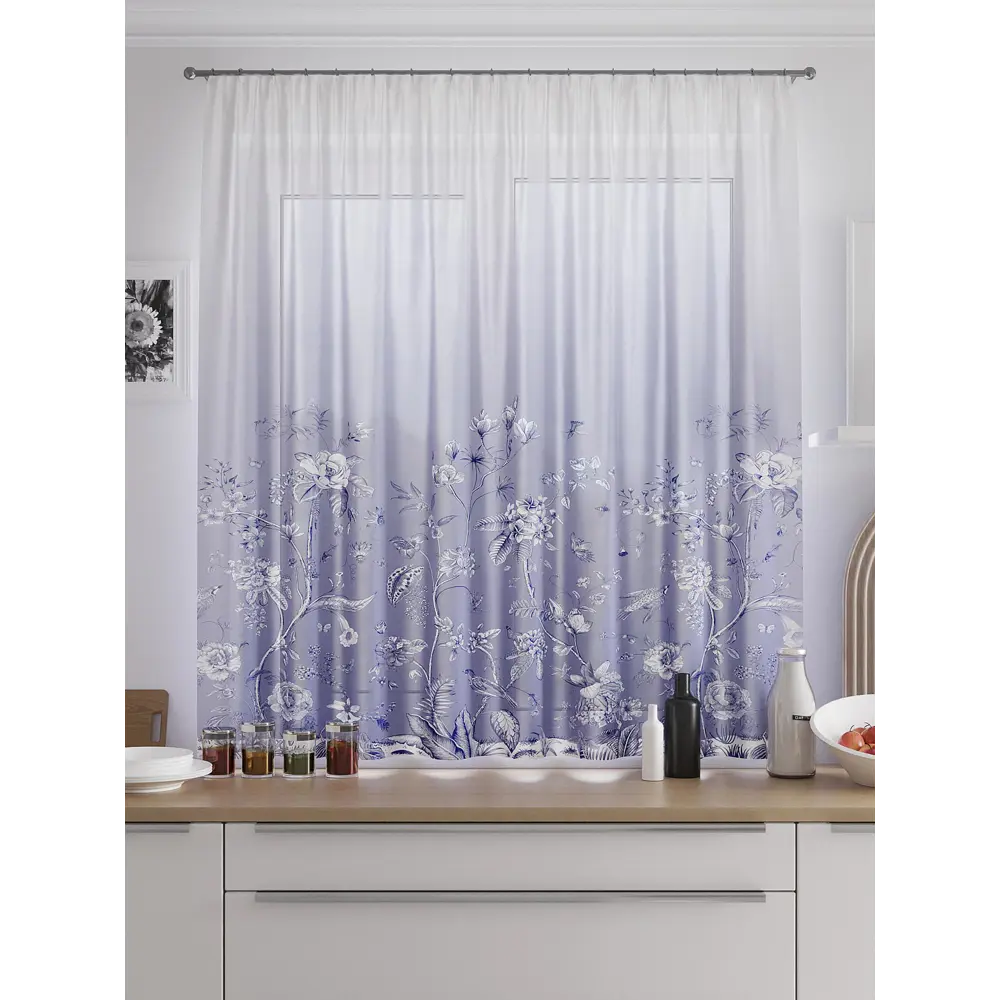 Фото Тюль для кухни на шторной ленте At Home Рилферис 150x180 см цвет белый Фото Тюль для кухни на шторной ленте At Home Рилферис 150x180 см цвет белый