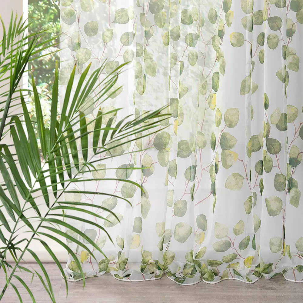 Фото 3 Тюль на шторной ленте для кухни Altali Шелест 145x180 см цвет зеленый