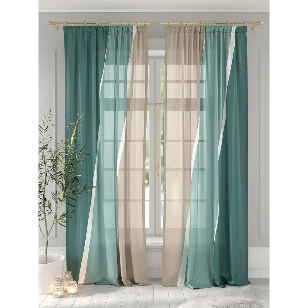 Фото 2 Тюль на шторной ленте Helga Бриниос 150x260 см цвет бежевый Фото 2 Тюль на шторной ленте Helga Бриниос 150x260 см цвет бежевый