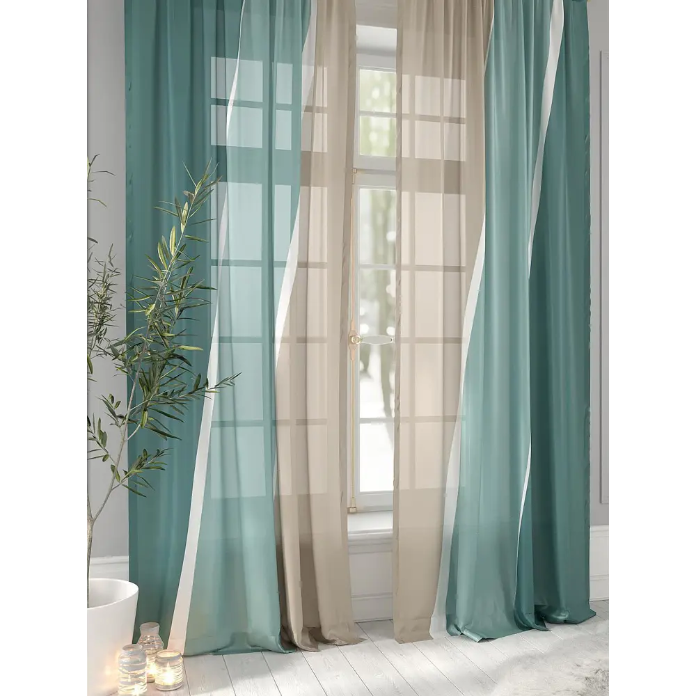 Фото Тюль на шторной ленте Helga Бриниос 150x260 см цвет бежевый Фото Тюль на шторной ленте Helga Бриниос 150x260 см цвет бежевый