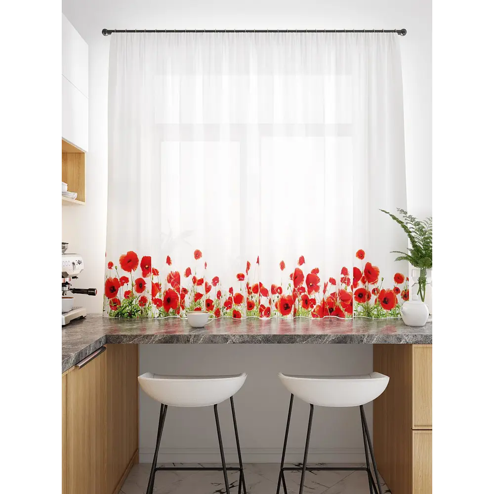 Фото 3 Тюль на шторной ленте для кухни Helga Танациум 300x150 см цвет белый Фото 3 Тюль на шторной ленте для кухни Helga Танациум 300x150 см цвет белый