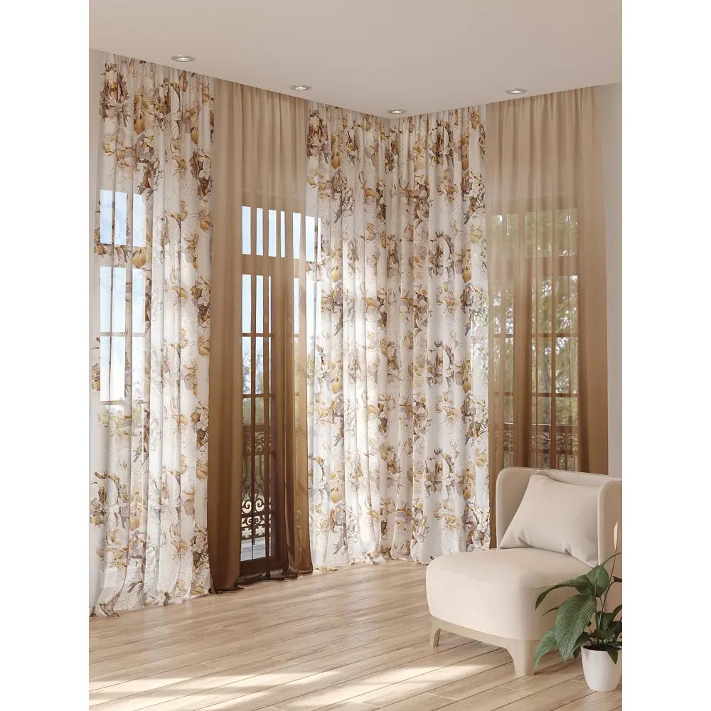 Фото 3 Тюль на шторной ленте At Home Фирверс 150x280 см цвет бежевый Фото 3 Тюль на шторной ленте At Home Фирверс 150x280 см цвет бежевый